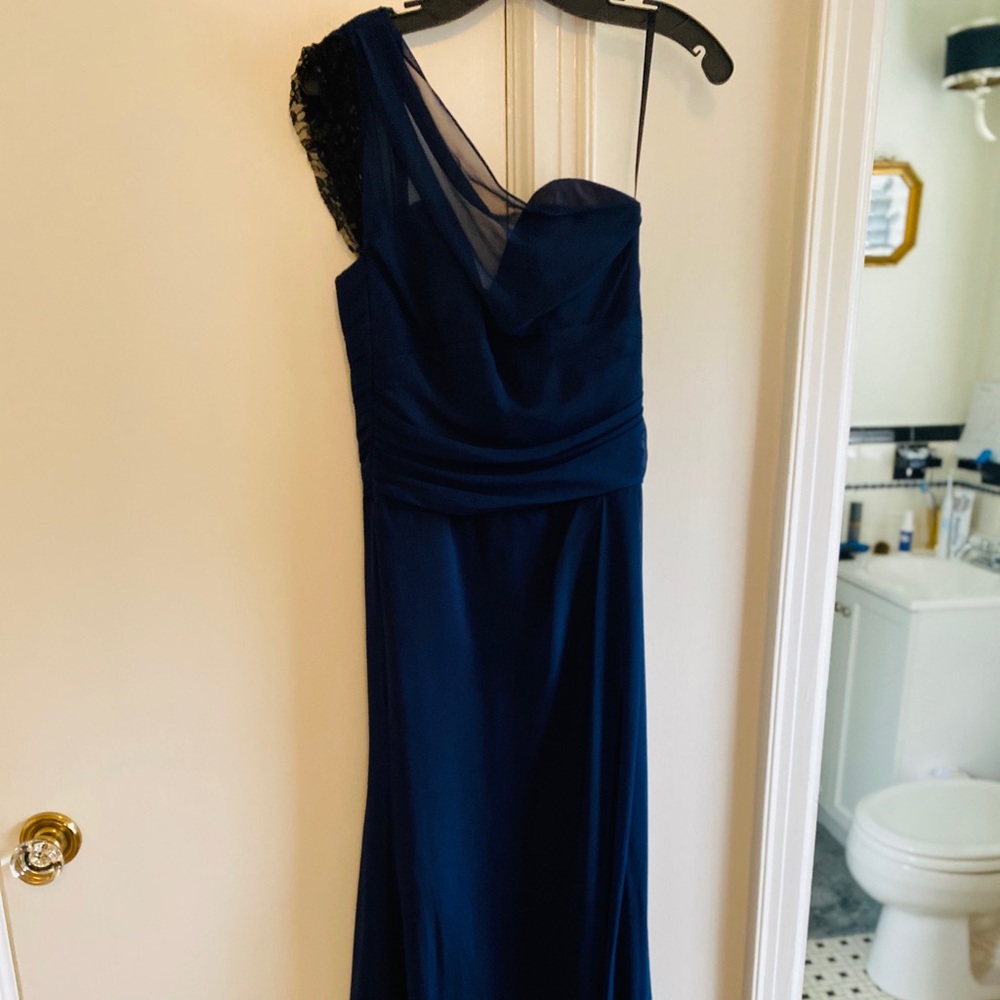 Navy blue long formal dress or bridesmaid dress